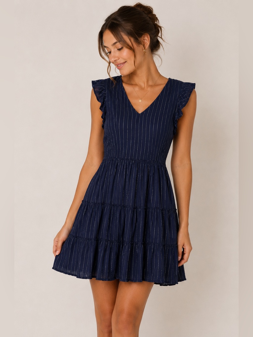 ANDREE BY UNIT Blue Sleeveless Sundress with V-Neck